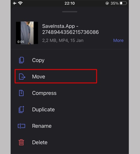 select move option