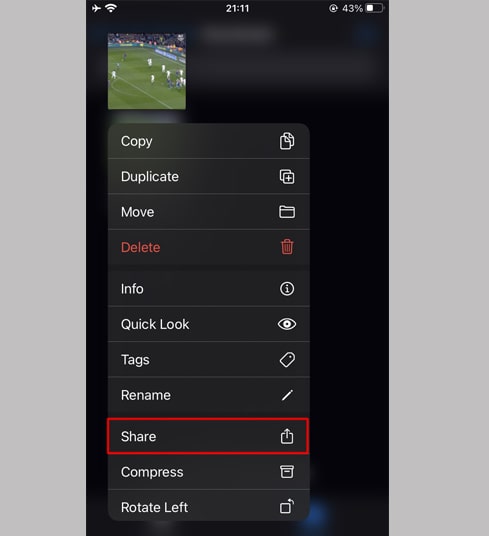 Click on the share option